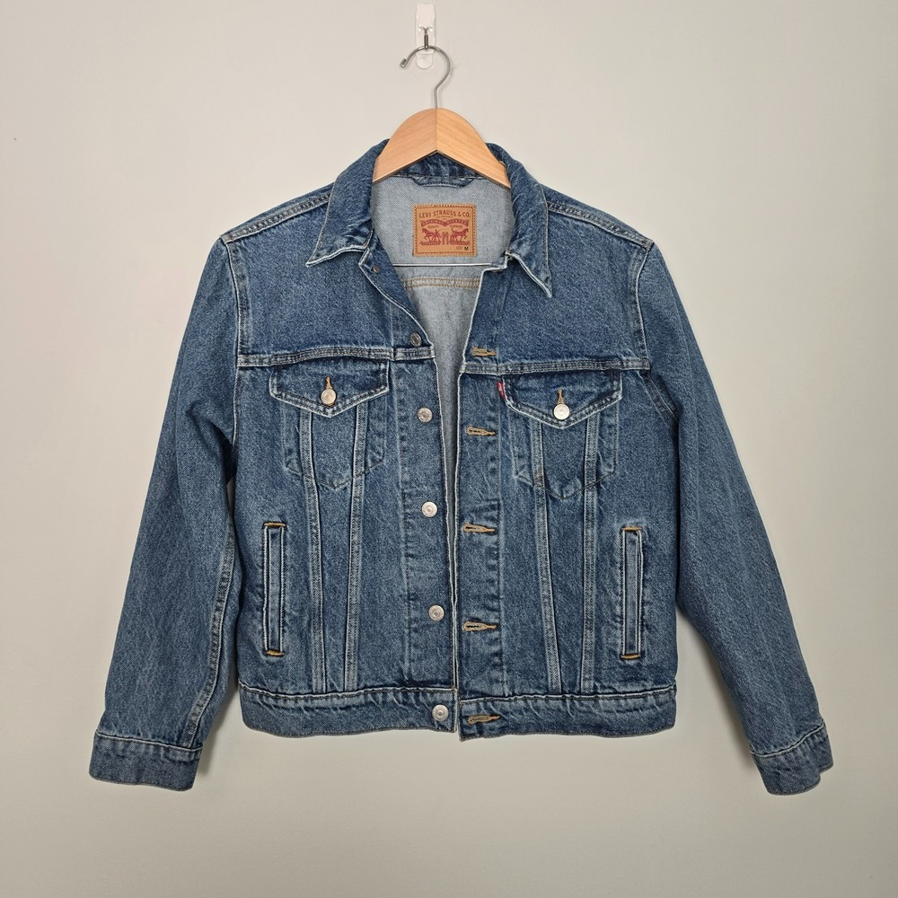 Levis Mens Original Trucker Denim Jacket Size M Blue Biker Cowboy Westerncore